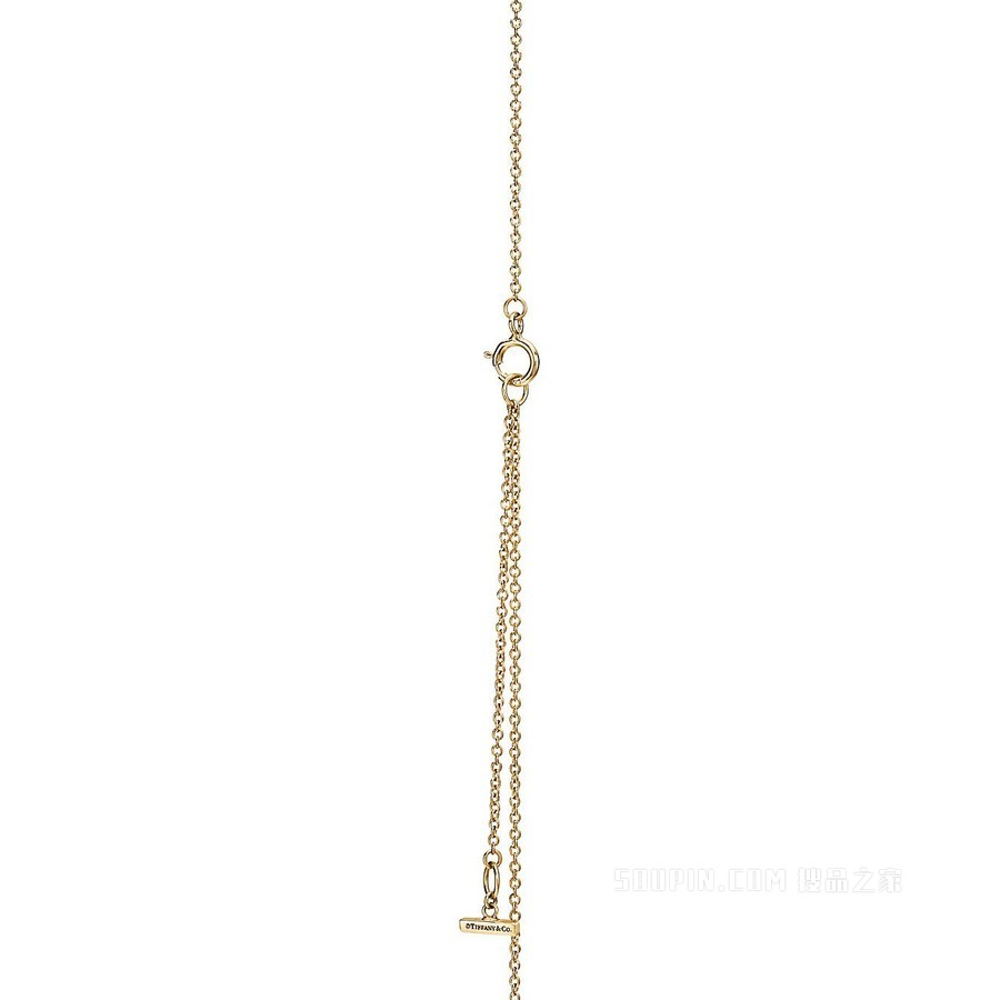 Tiffany T 系列 18K 黄金镶嵌钻石和绿松石圈形项链，小号。