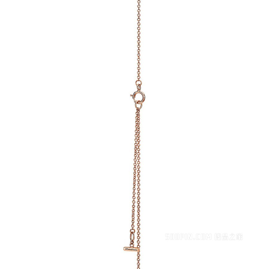 Tiffany T 系列 18K 玫瑰金镶嵌钻石和绿松石圈形项链，小号。