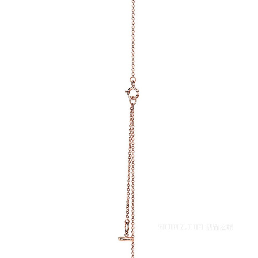 Tiffany T 系列 18K 玫瑰金镶嵌钻石和黑色缟玛瑙圈形项链，小号。