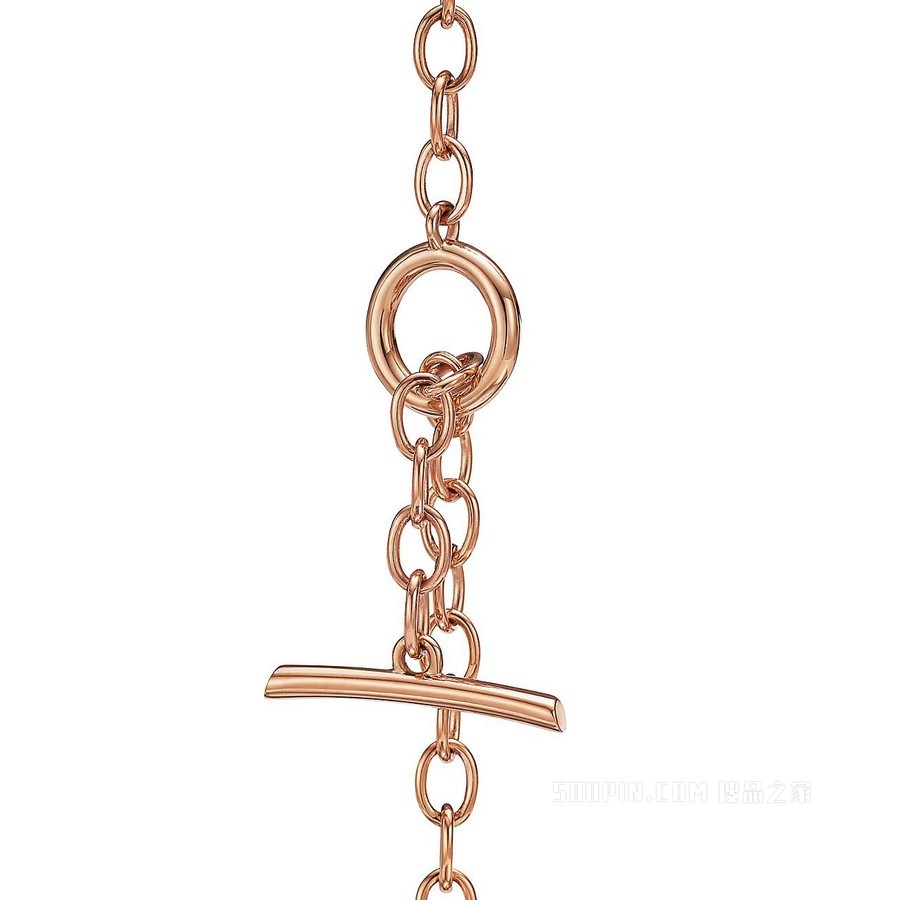 Tiffany Knot 系列 18K 玫瑰金镶钻双行项链