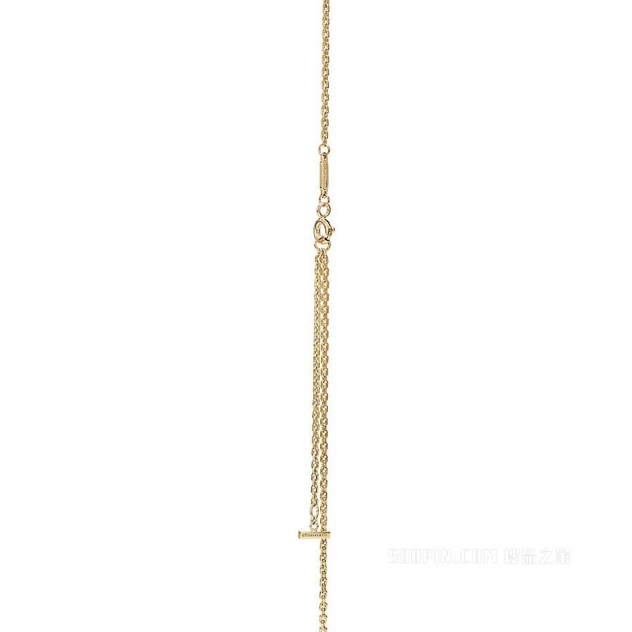 Tiffany T 系列 18K 黄金镶钻中号 Smile 项链。