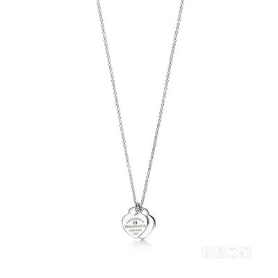 Return to Tiffany™ 系列纯银镶钻 Heart Tag 项链，迷你号