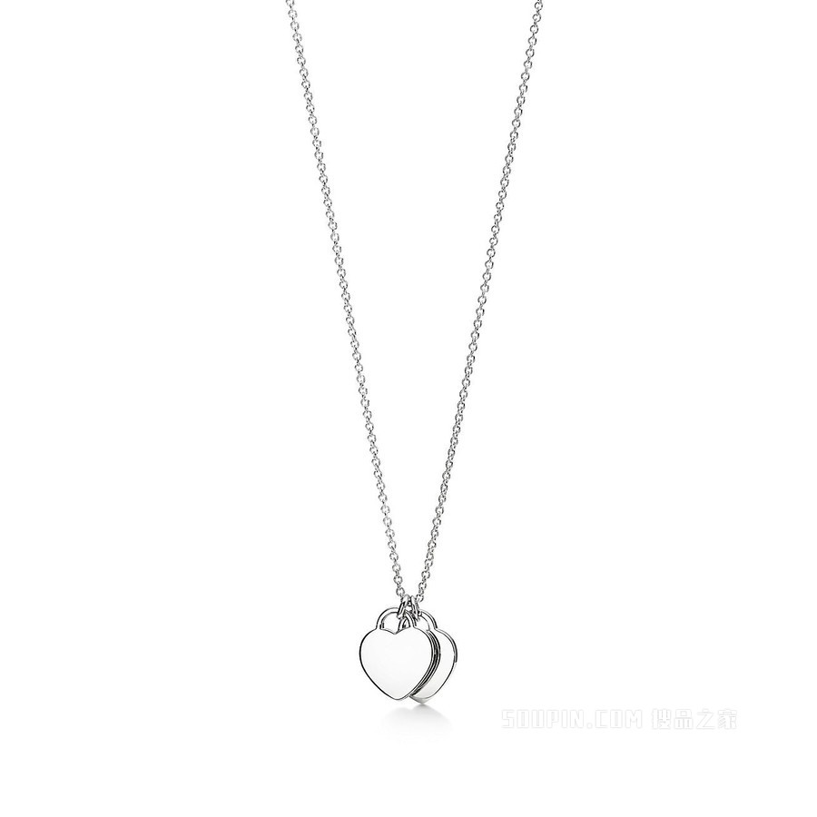 Return to Tiffany™ 系列纯银镶钻 Heart Tag 项链，迷你号