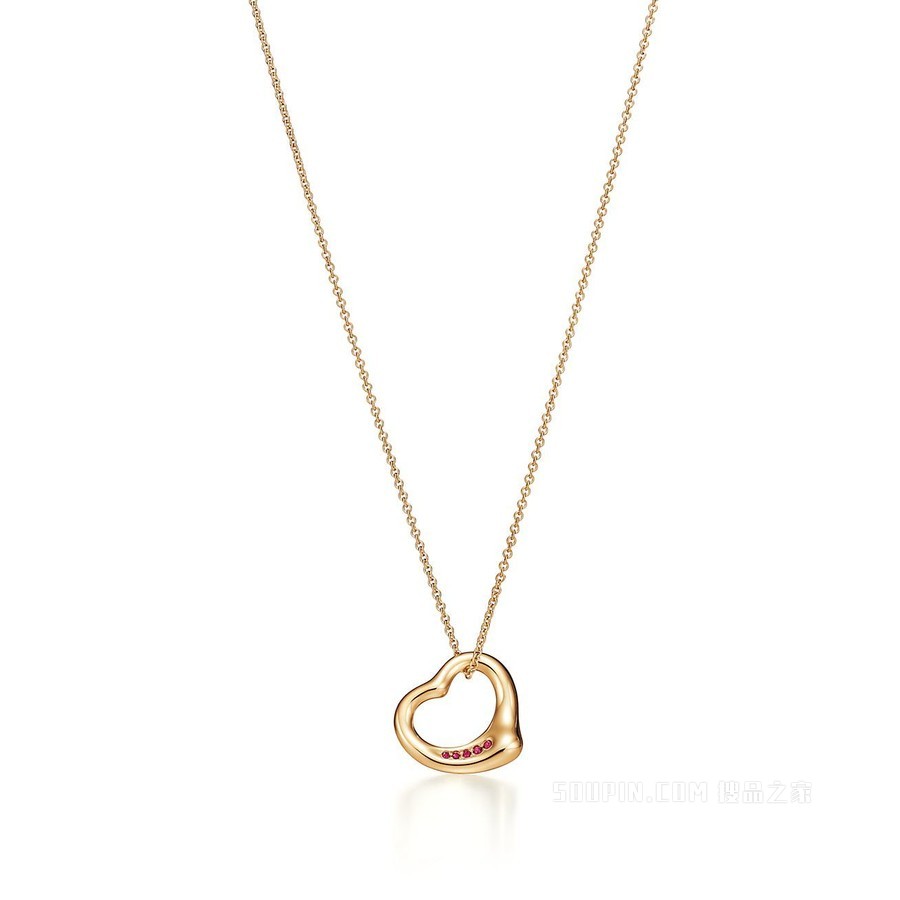 Elsa Peretti® 系列 18K 黄金镶嵌红宝石 Open Heart 项链，16 毫米