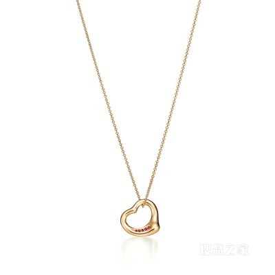 Elsa Peretti® 系列 18K 黄金镶嵌红宝石 Open Heart 项链,16 毫米