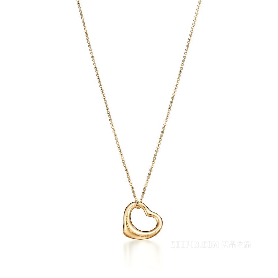Elsa Peretti® 系列 18K 黄金镶嵌红宝石 Open Heart 项链，16 毫米