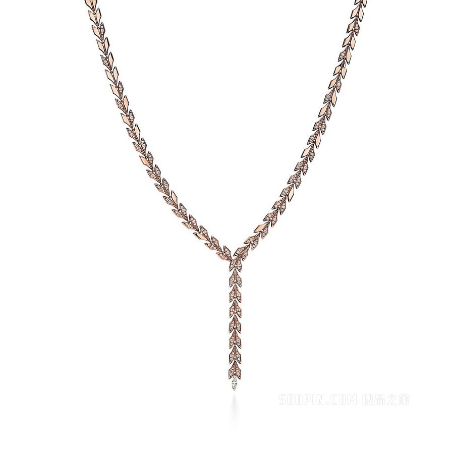 Tiffany Victoria™ 系列 18K 玫瑰金镶钻藤蔓垂坠项链