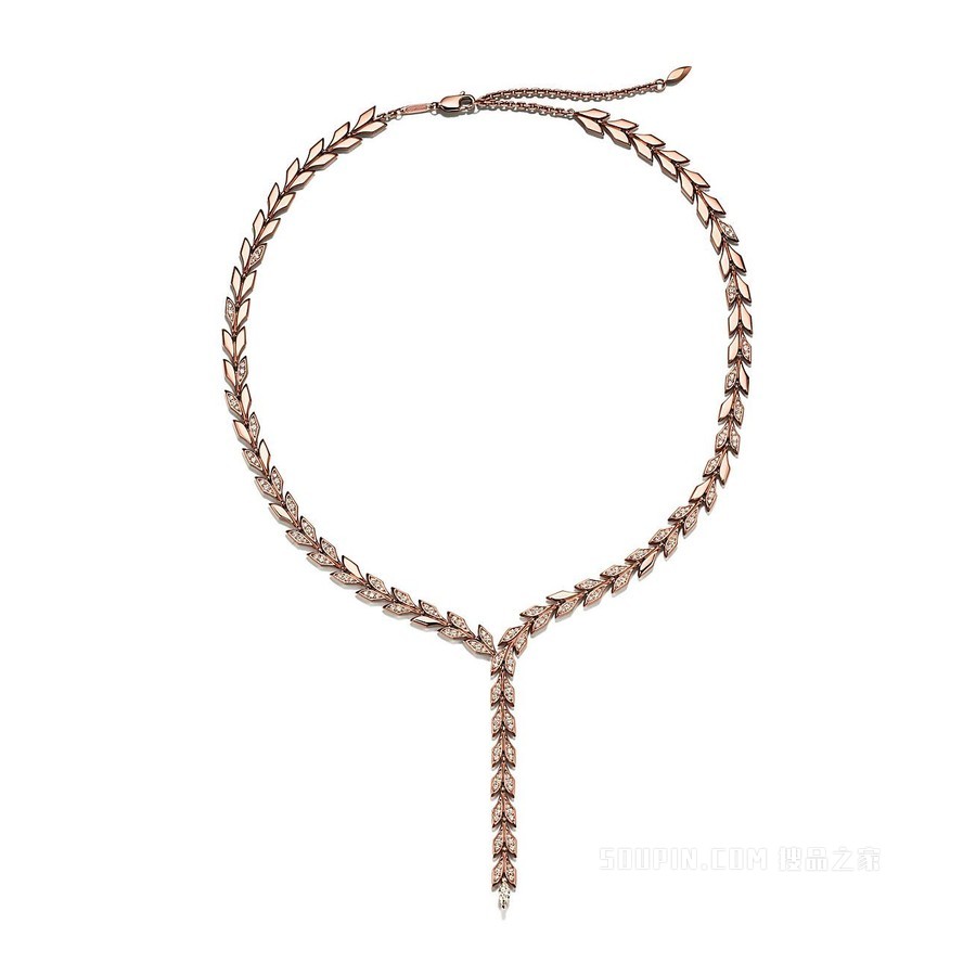 Tiffany Victoria™ 系列 18K 玫瑰金镶钻藤蔓垂坠项链