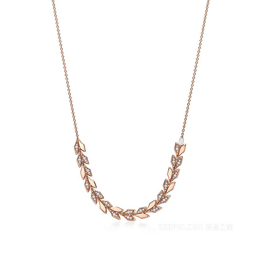 Tiffany Victoria™ 系列:18K 玫瑰金镶钻藤蔓 East West 项链