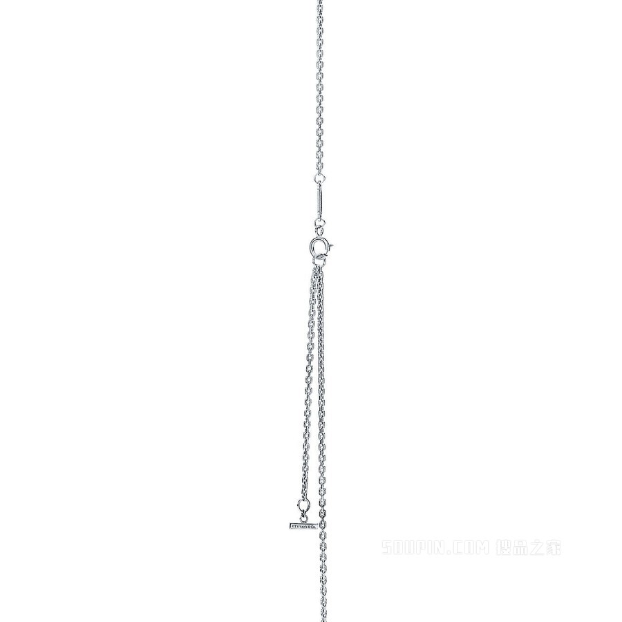 Tiffany T 系列 18K 白金镶钻中号 Smile 项链。