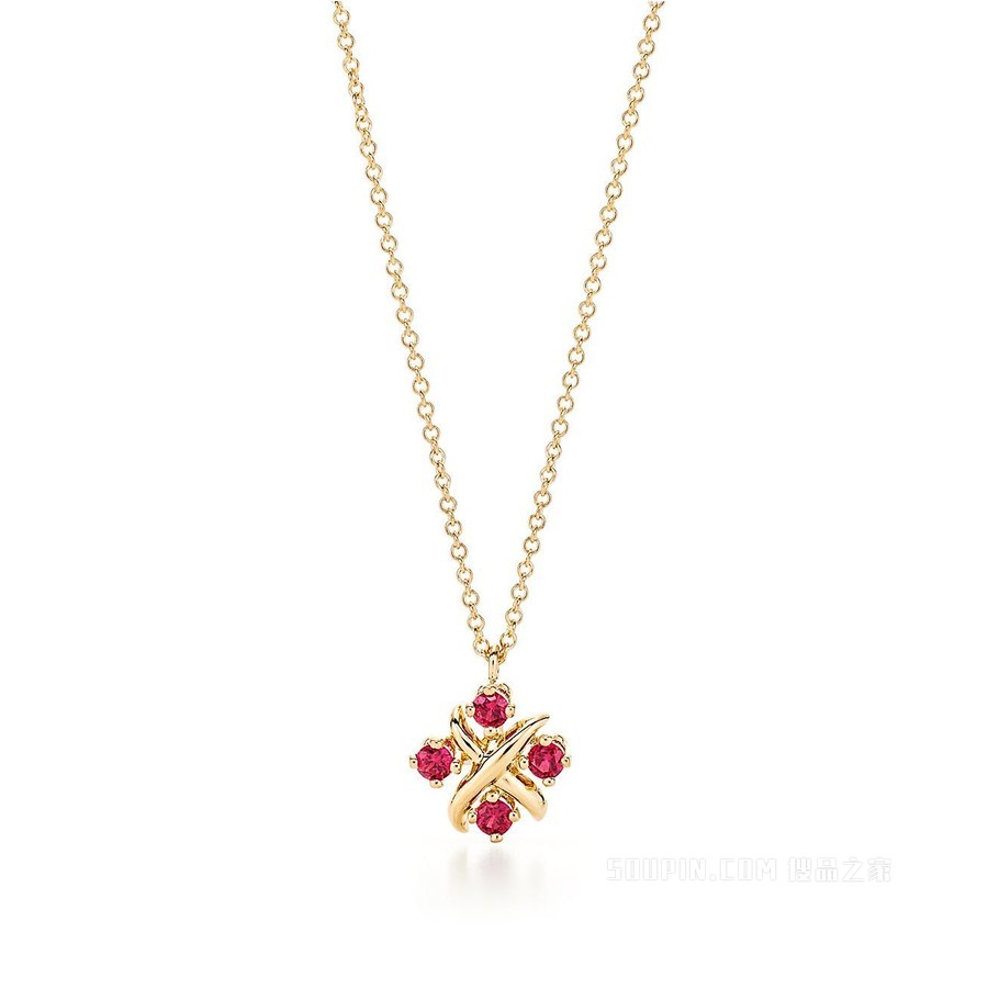 Tiffany & Co. Schlumberger 系列 18K 黄金镶嵌红宝石 Lynn 项链。