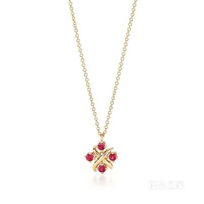 Tiffany & Co. Schlumberger 系列 18K 黄金镶嵌红宝石 Lynn 项链。
