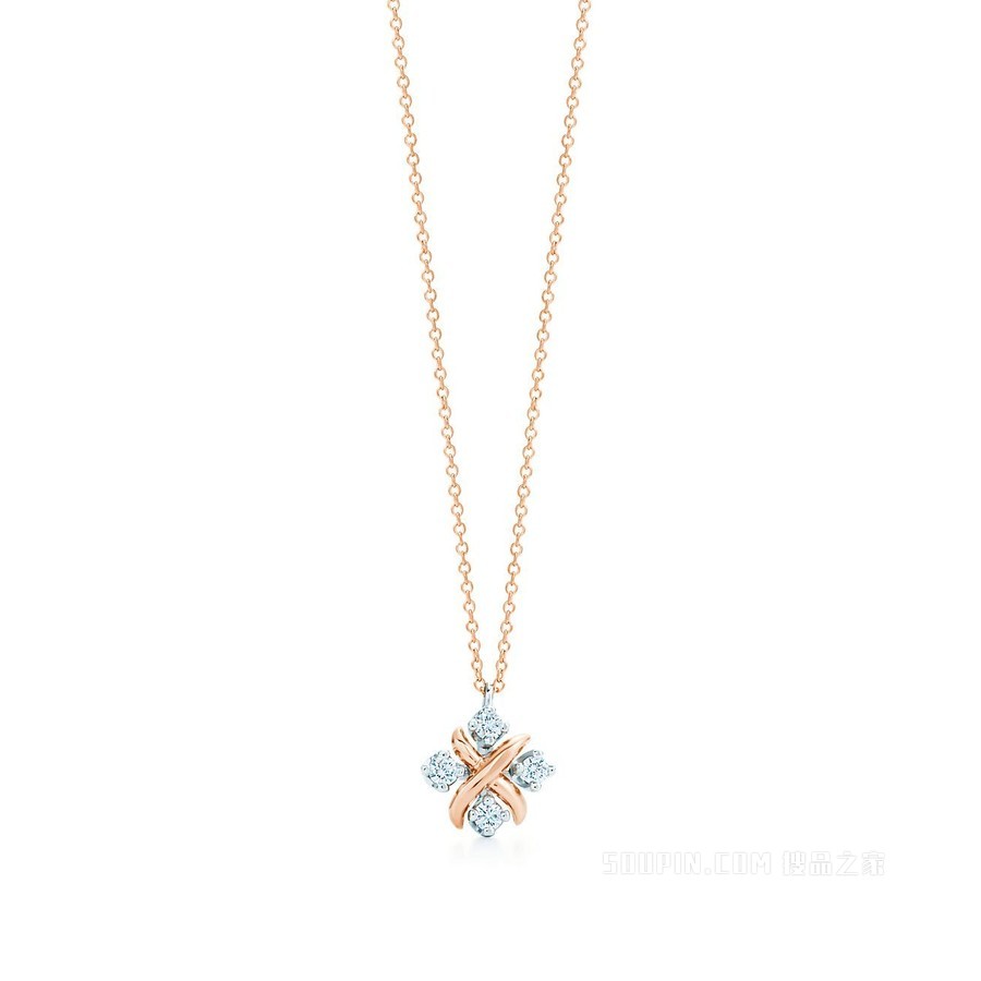 Tiffany & Co. Schlumberger 系列铂金和 18K 玫瑰金镶钻 Lynn 项链。