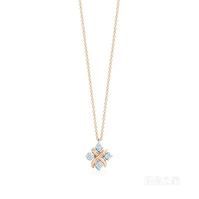Tiffany & Co. Schlumberger 系列铂金和 18K 玫瑰金镶钻 Lynn 项链。