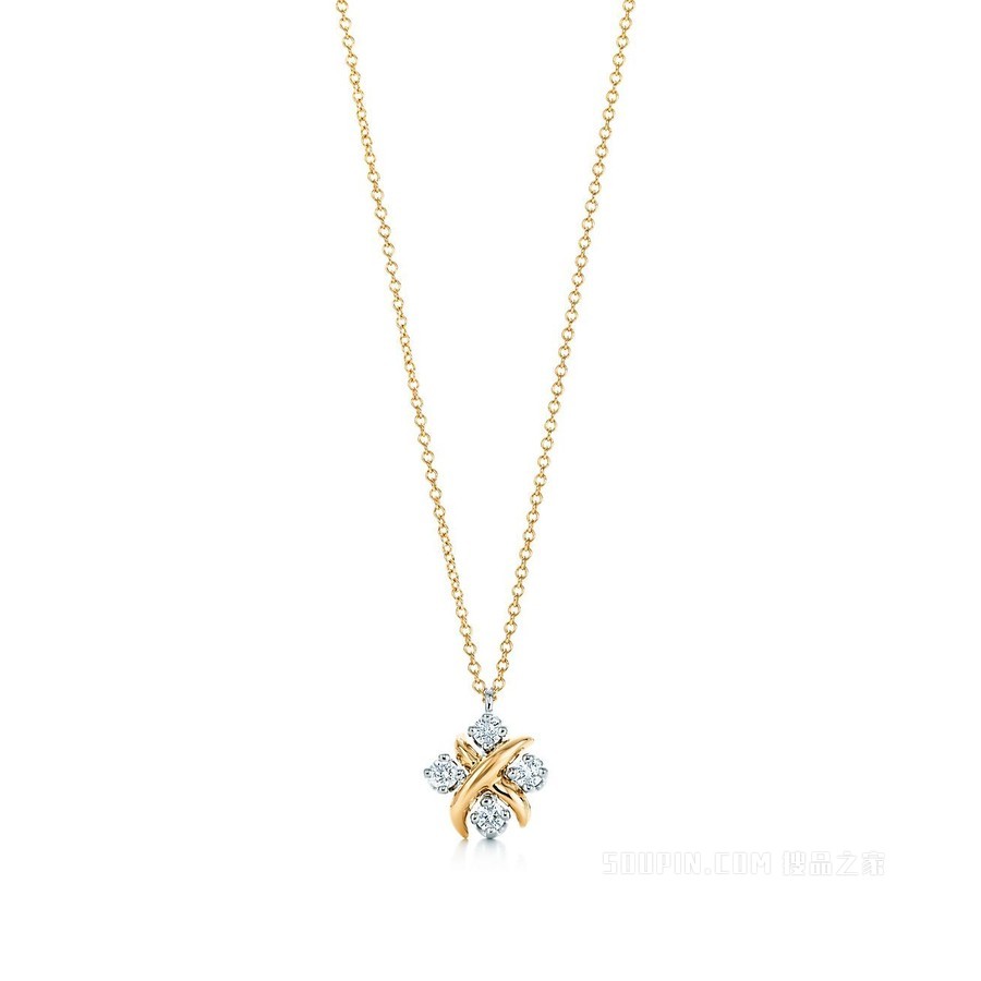 Tiffany & Co. Schlumberger 系列铂金和 18K 黄金镶钻 Lynn 项链。