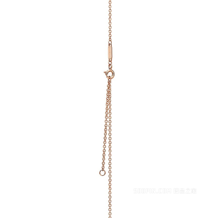 Tiffany HardWear 系列 18K 玫瑰金镶钻球形装饰项链。