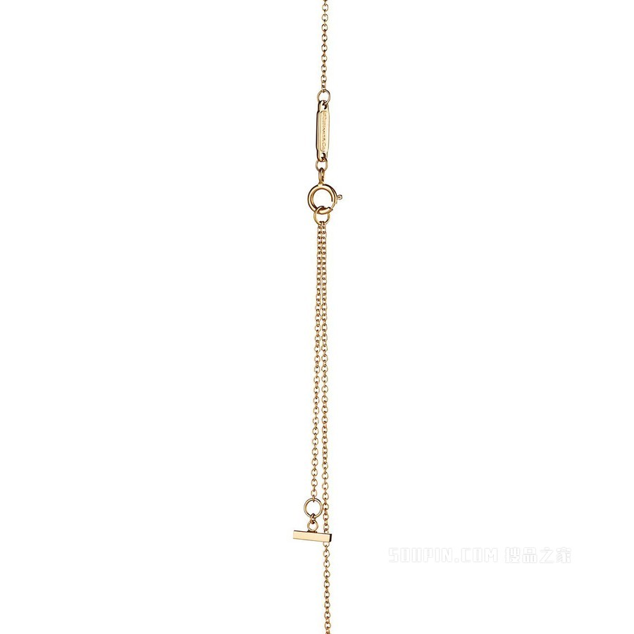 Tiffany T 系列 18K 黄金镶钻 Smile 项链，大号
