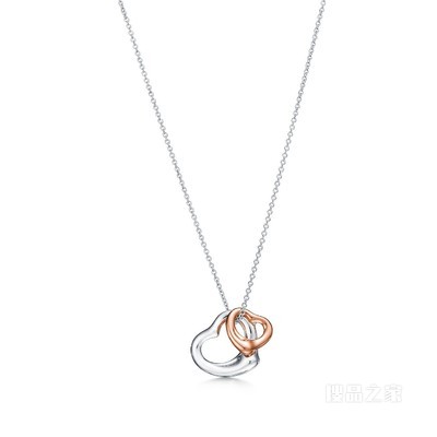 Elsa Peretti® 系列纯银及 18K 玫瑰金 Open Heart 项链。