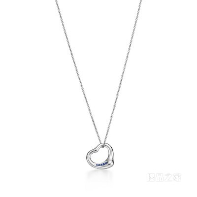 Elsa Peretti® 系列铂金镶嵌蓝宝石 Open Heart 项链,16 毫米
