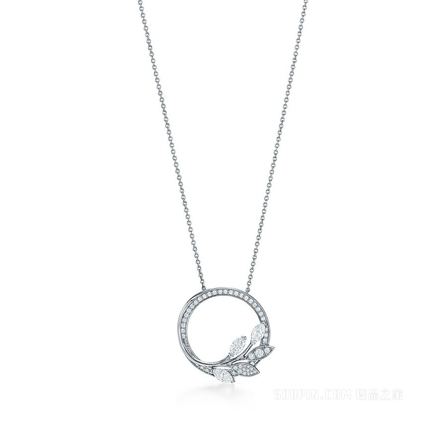 Tiffany Victoria™ 系列铂金镶钻藤蔓圈形项链，大号。