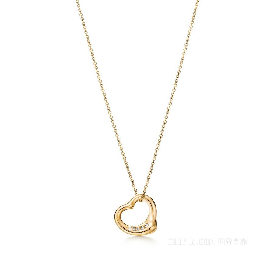 Elsa Peretti® 系列 18K 黄金镶钻 Open Heart 项链。