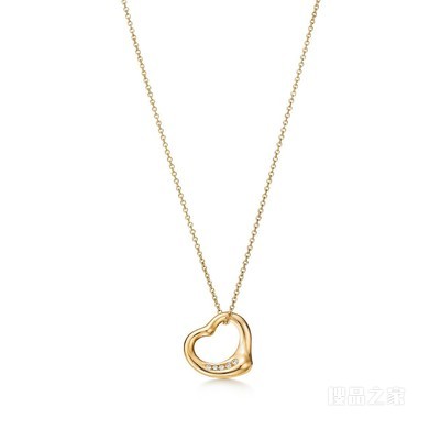 Elsa Peretti® 系列 18K 黄金镶钻 Open Heart 项链。