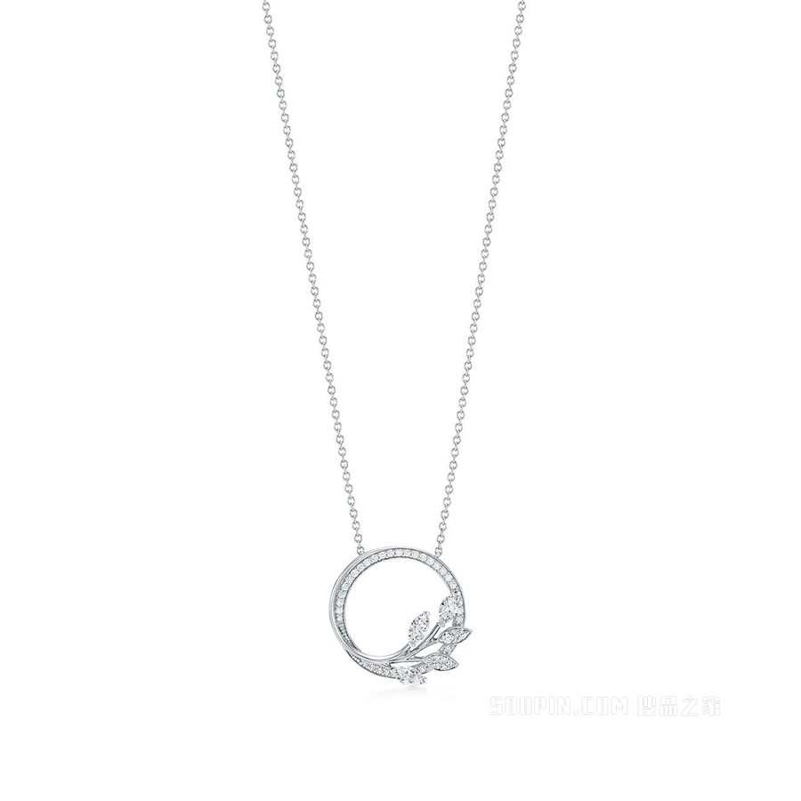 Tiffany Victoria™ 系列铂金镶钻藤蔓圈形项链，小号。