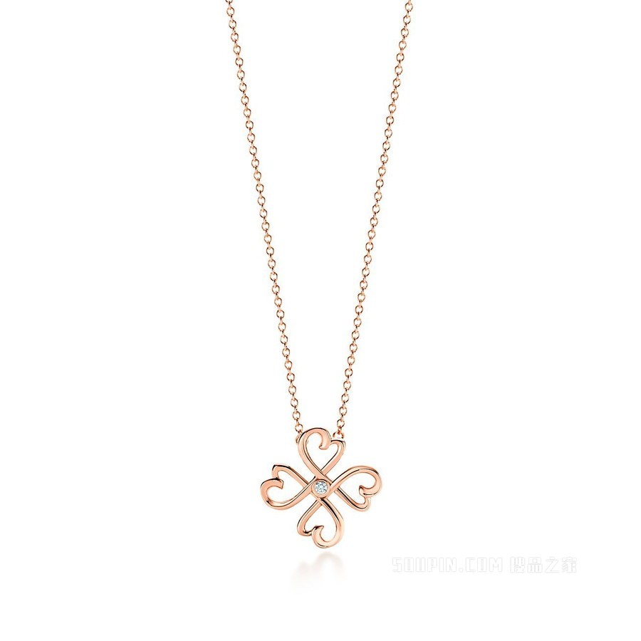 Paloma Picasso® 系列 Loving Heart 18K 玫瑰金镶钻项链。