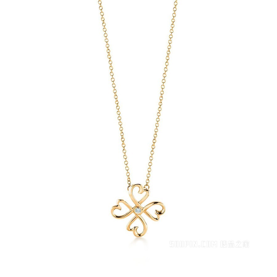 Paloma Picasso® 系列 Loving Heart 18K 黄金镶钻项链。