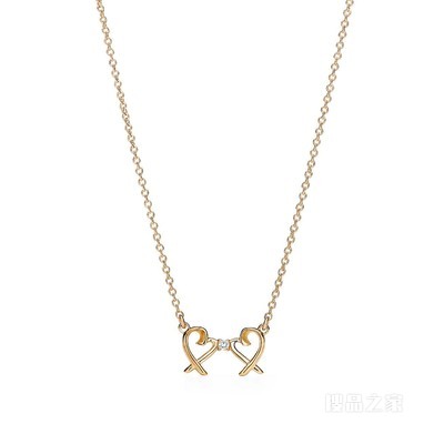Paloma Picasso® 系列 Double Loving Heart 18K 黄金镶钻项链。
