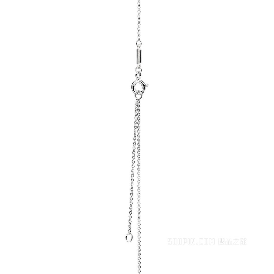 Return to Tiffany™ 系列纯银镶钻心形吊饰钥匙扣项链，中号