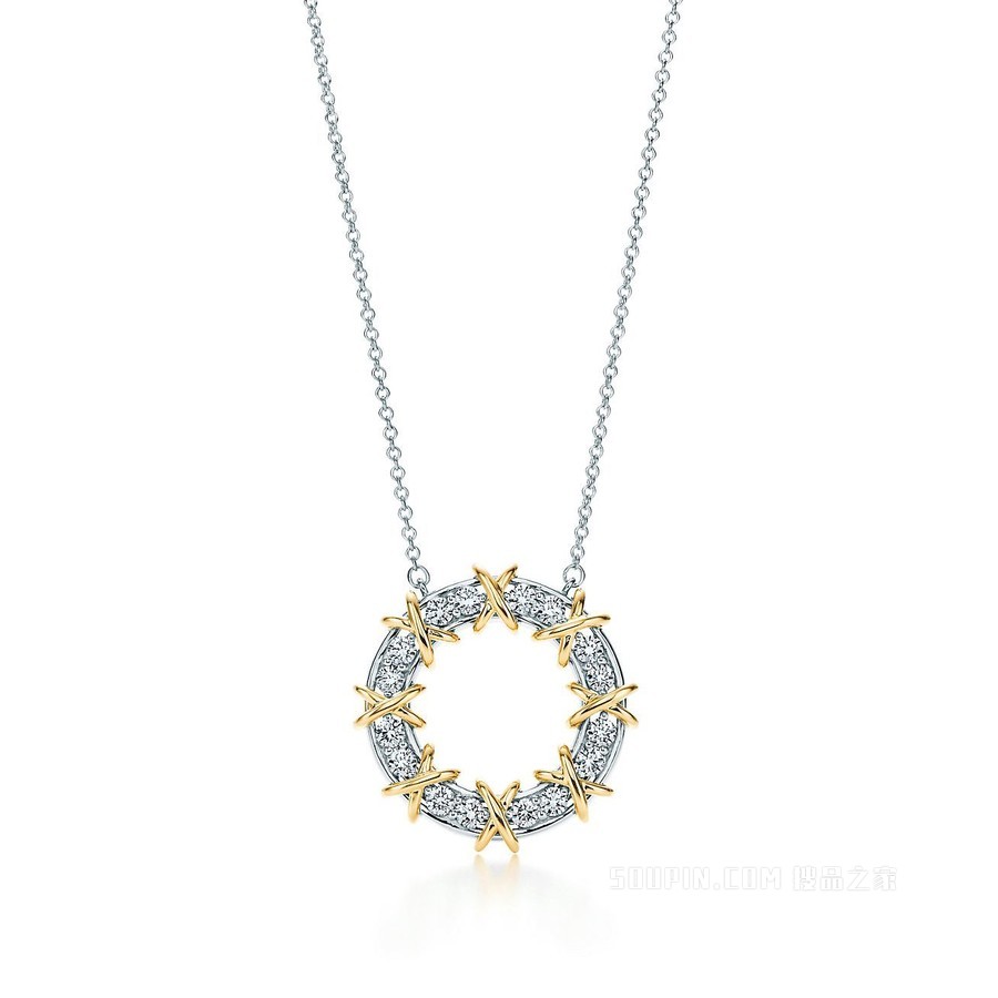 Tiffany & Co. Schlumberger 系列 Sixteen Stone 18K 黄金镶钻圈形项链。