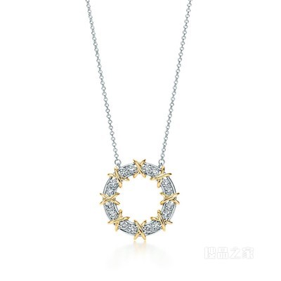 Tiffany & Co. Schlumberger 系列 Sixteen Stone 18K 黄金镶钻圈形项链。