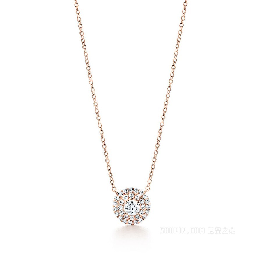 Tiffany Soleste 系列 18K 玫瑰金镶钻吊坠。