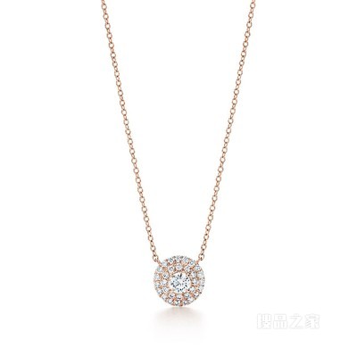 Tiffany Soleste 系列 18K 玫瑰金镶钻吊坠。