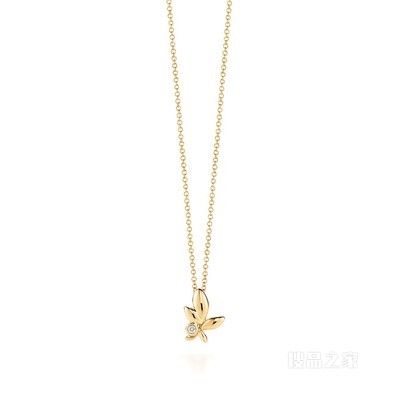 Paloma Picasso® 系列 18K 黄金镶钻 Olive Leaf 迷你项链。