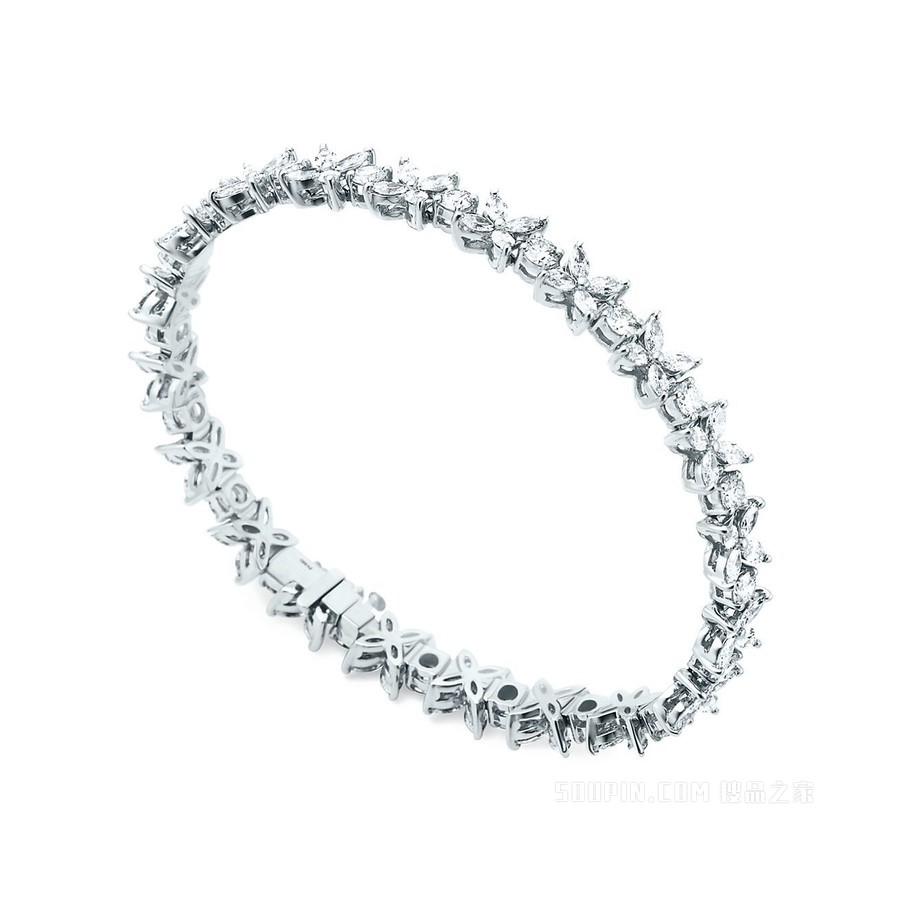 Tiffany Victoria™ 系列铂金镶钻 Alternating 手链。