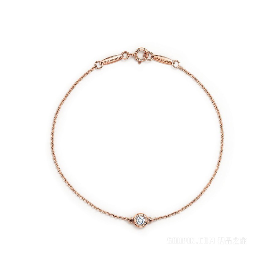 Elsa Peretti® 系列 18K 玫瑰金 Diamonds by the Yard™ 手链，中号。