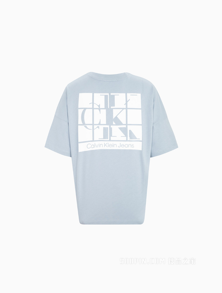Calvin Klein 22春夏男女同款切割图案印花短袖T恤J400212