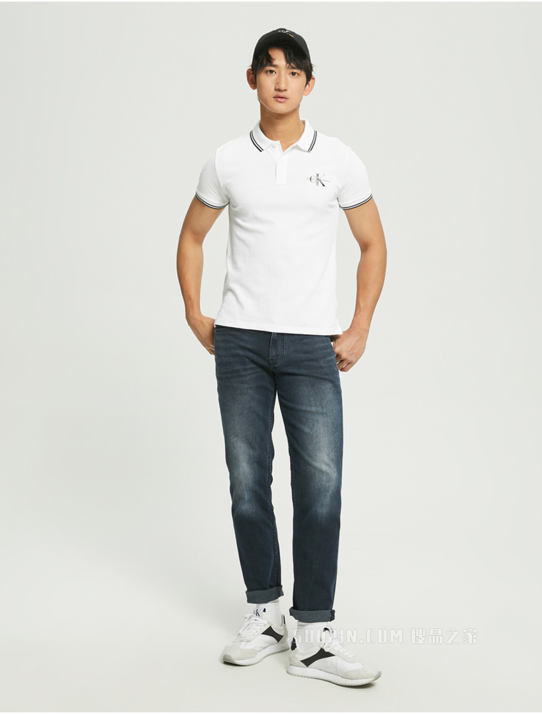 Calvin Klein 22春季新款男士时尚镶边翻领交叠LOGO短袖POLO衫J320772