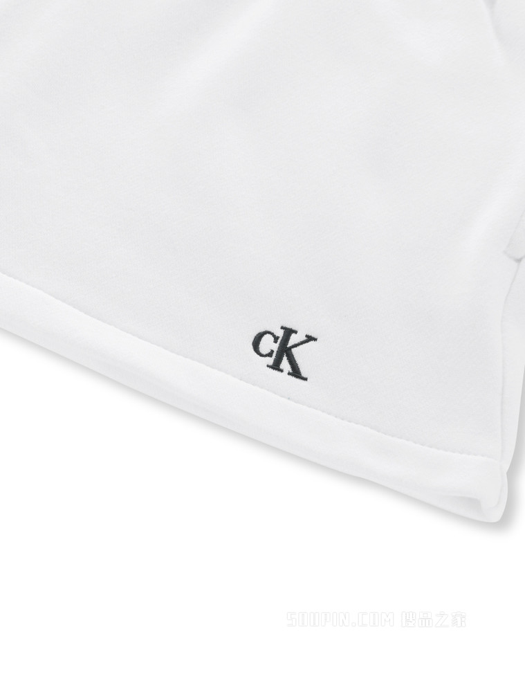 Calvin Klein 22春夏新款女士舒适松紧腰刺绣LOGO休闲短裤40WH103