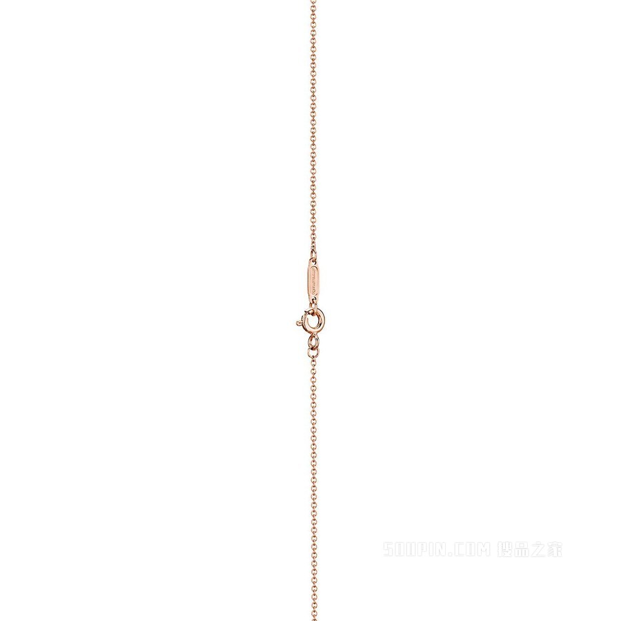 Tiffany T 系列 18K 玫瑰金镶钻 Smile 项链，小号