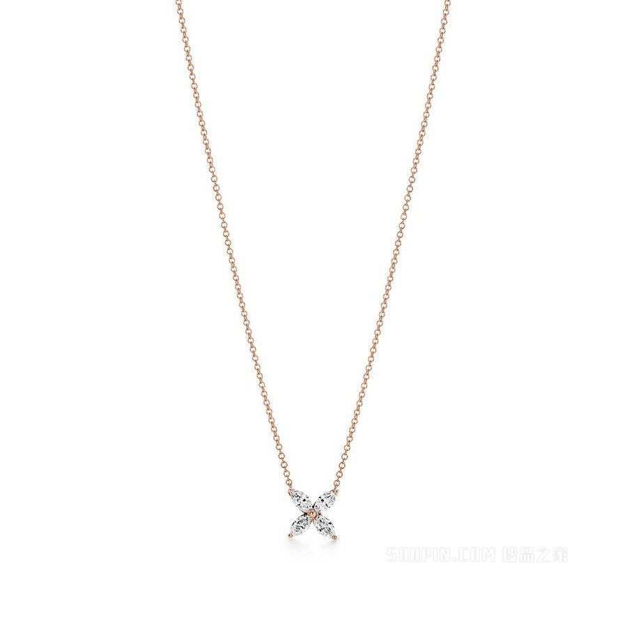 Tiffany Victoria™ 系列 18K 玫瑰金镶钻中号项链。