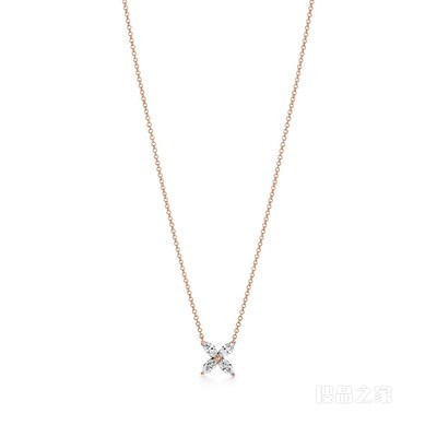 Tiffany Victoria™ 系列 18K 玫瑰金镶钻中号项链。