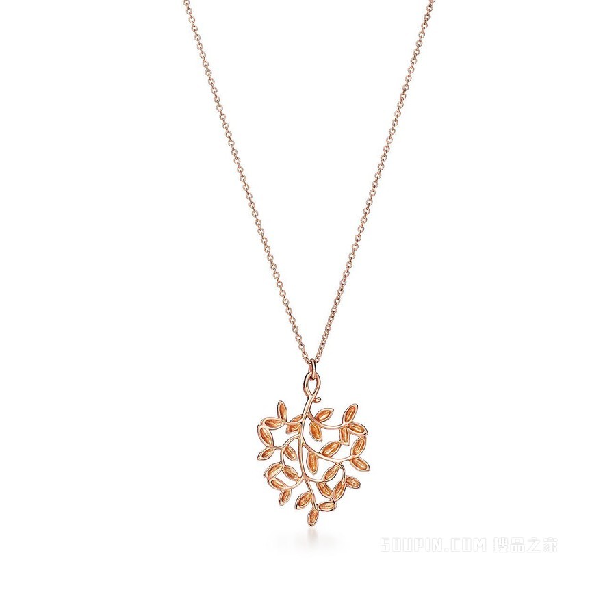 Paloma Picasso® 系列 18K 玫瑰金 Olive Leaf 项链，小号。