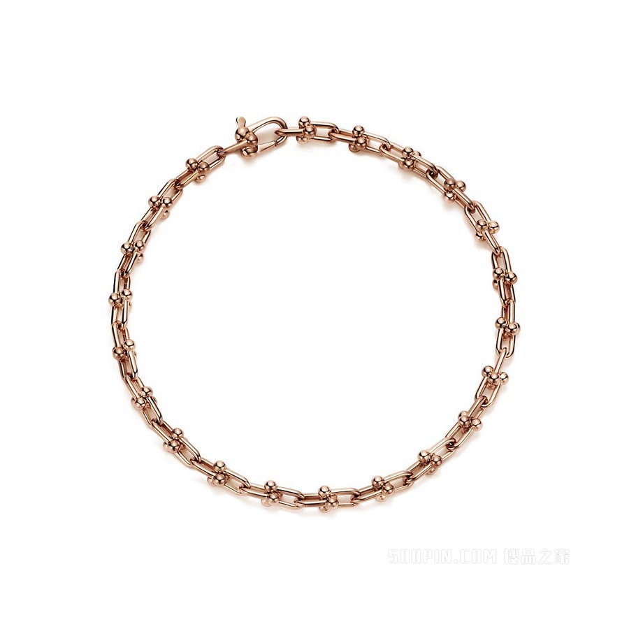 Tiffany HardWear 系列 18K 玫瑰金微型链环手链，大号。