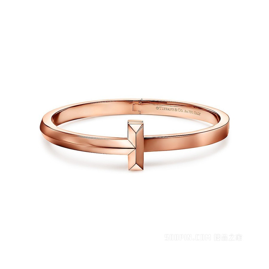 Tiffany T 系列 T1 18K 玫瑰金宽式铰链手镯