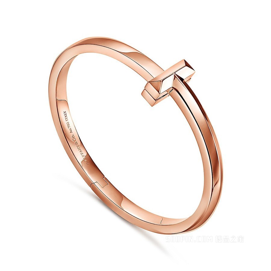 Tiffany T 系列 T1 18K 玫瑰金宽式铰链手镯