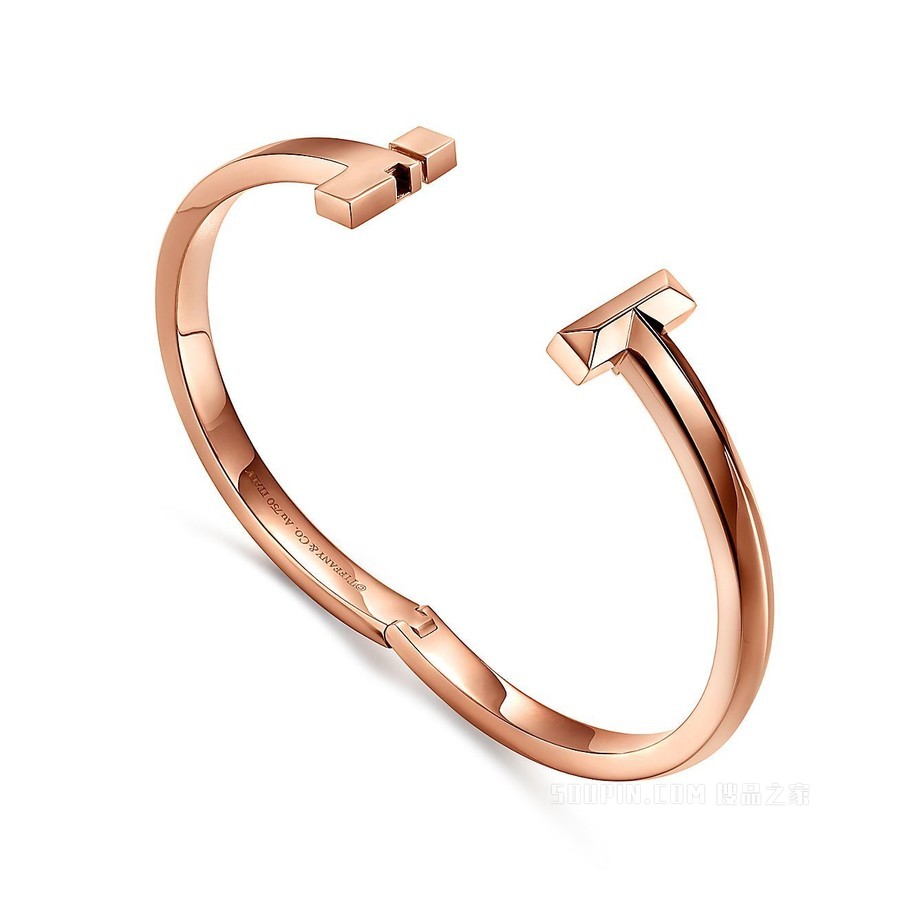 Tiffany T 系列 T1 18K 玫瑰金宽式铰链手镯