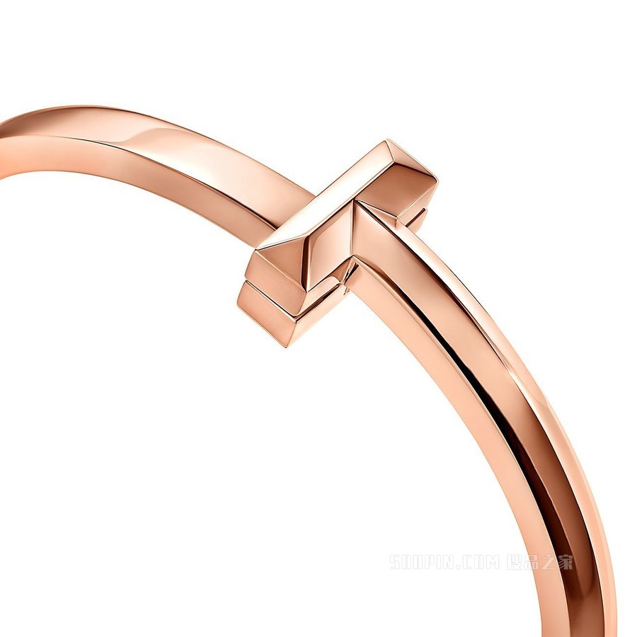 Tiffany T 系列 T1 18K 玫瑰金宽式铰链手镯